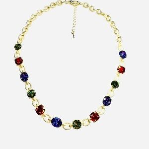Multi Stone  Amethyst Ruby Peridot Necklace Set in 14K Gold
